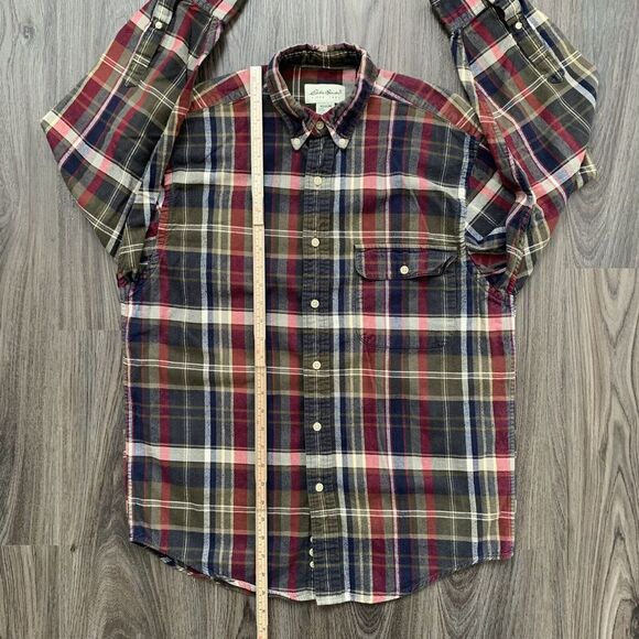 Eddie‎ Bauer Red & Blue Plaid Flannel Shirt Size small casual - Picture 7 of 7